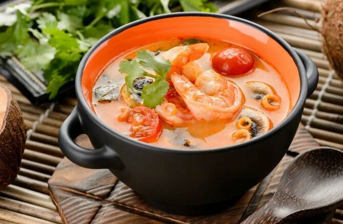 Tom-Yam soup with seafood