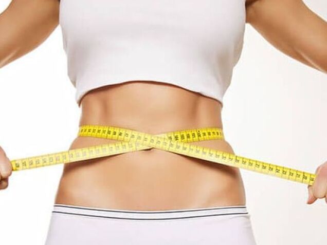 Waist of the waist with a centimeter ribbon