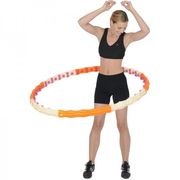The girl twisted the hoop